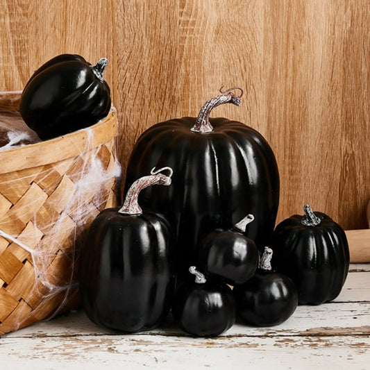 7 Pieces Faux Pumpkins Black Halloween/Fall Decoration