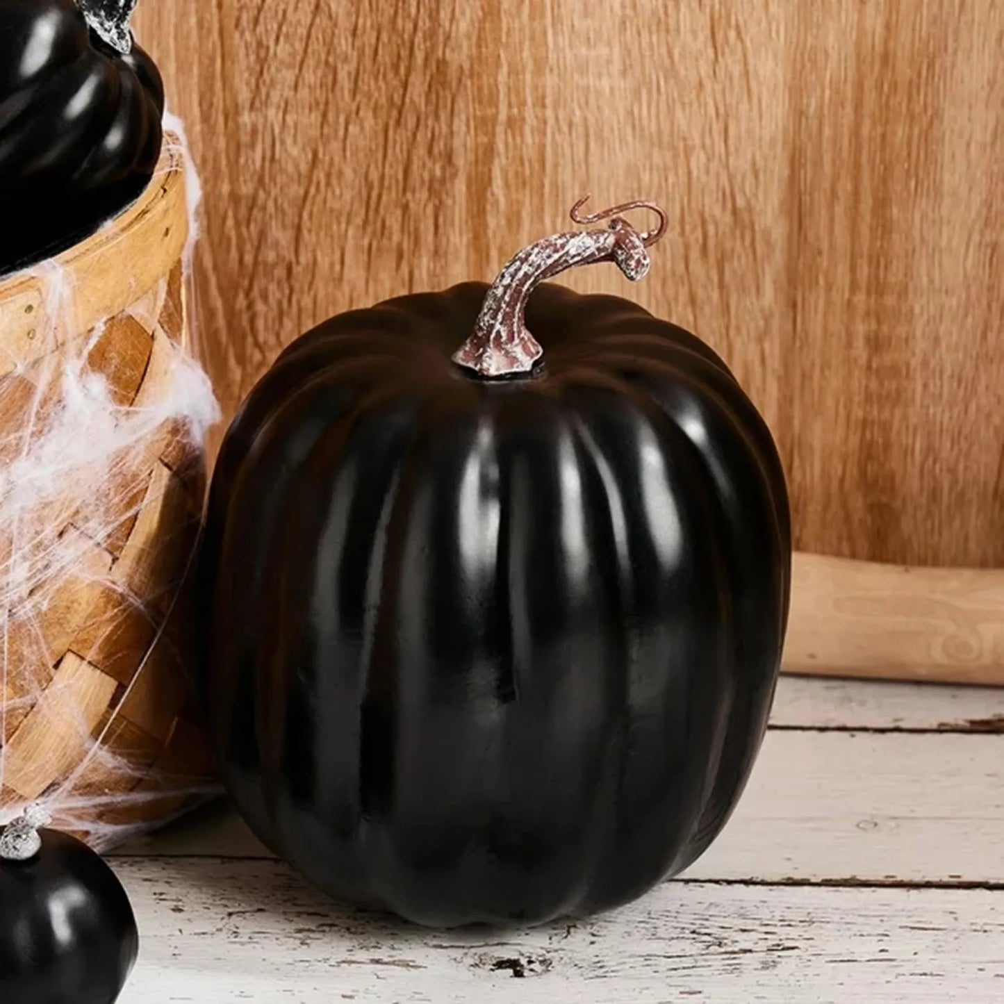 7 Pieces Faux Pumpkins Black Halloween/Fall Decoration