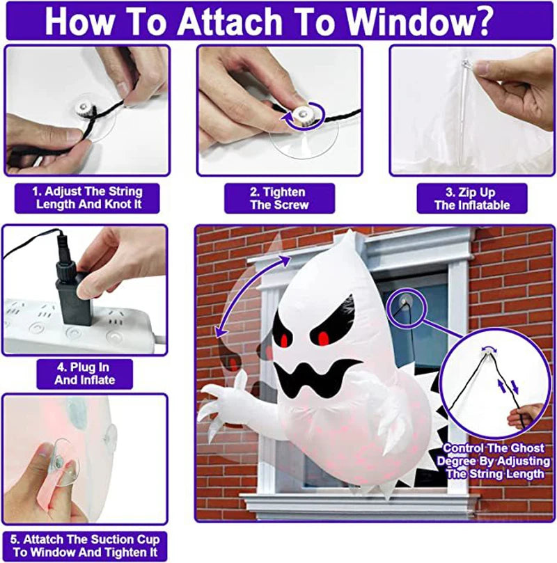 1.4m Halloween Inflatable Ghost Horror Window